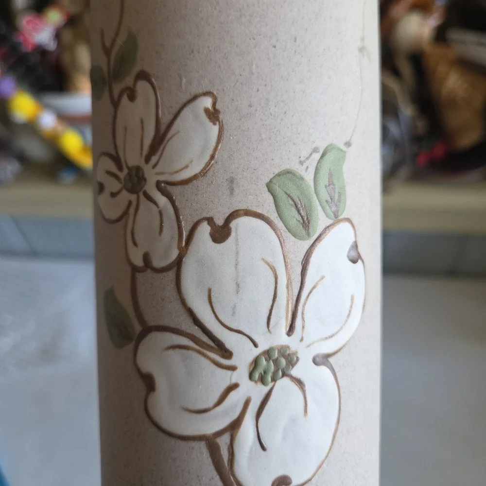 PIGEON FORGE HandPainted Dogwood Floral Tall Pottery Vase